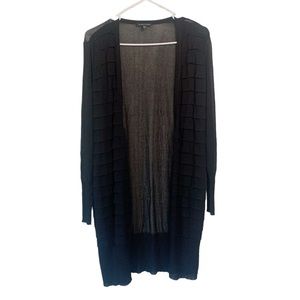 Eileen Fisher Black Sheer Textured Open Cardigan Size XS Women